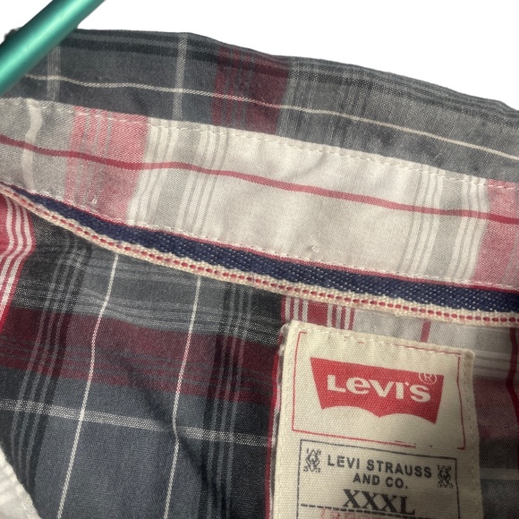 Levis XXXL Plaid Long‎ Sleeve Pearl Snaps Cotton/Poly Mens's (See Description) - Picture 4 of 7